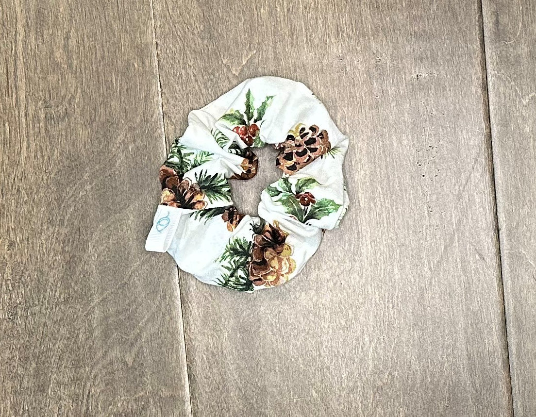 Pinecones & Holly Scrunchies