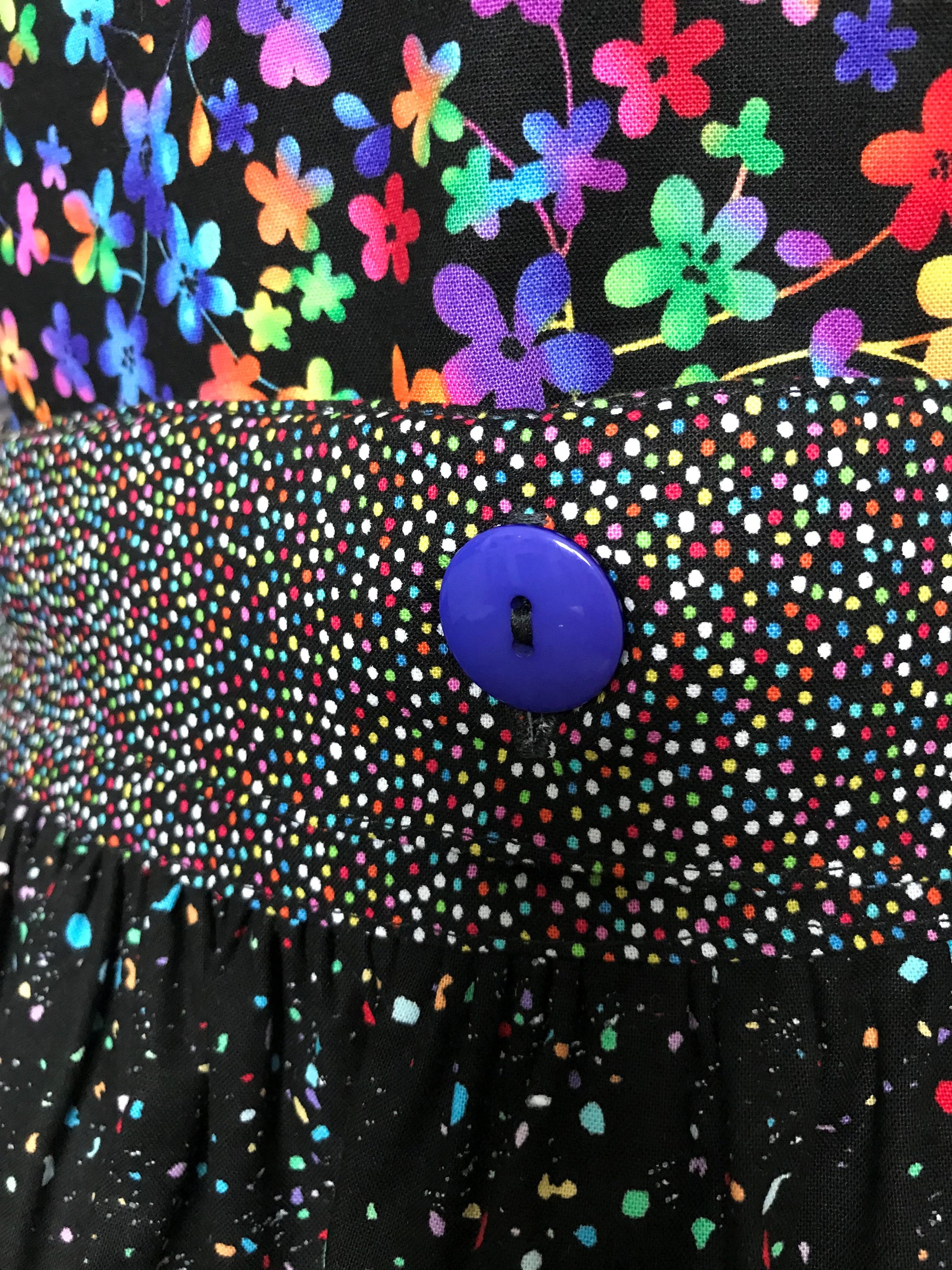 Deby’s Diva Apron™ is a patent pending convertible kitchen apron that can be worn 24 different ways by using the buttons on the waistband to flip, add or subtract the bib and both apron front and back. Featuring generously sized pockets, 100% high quality cotton fabric, and long waist and neck ties to make this apron well suited for most figures. A vibrant apron of many colors to brighten any day.