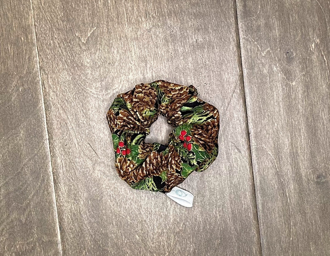 Pinecones & Holly Scrunchies