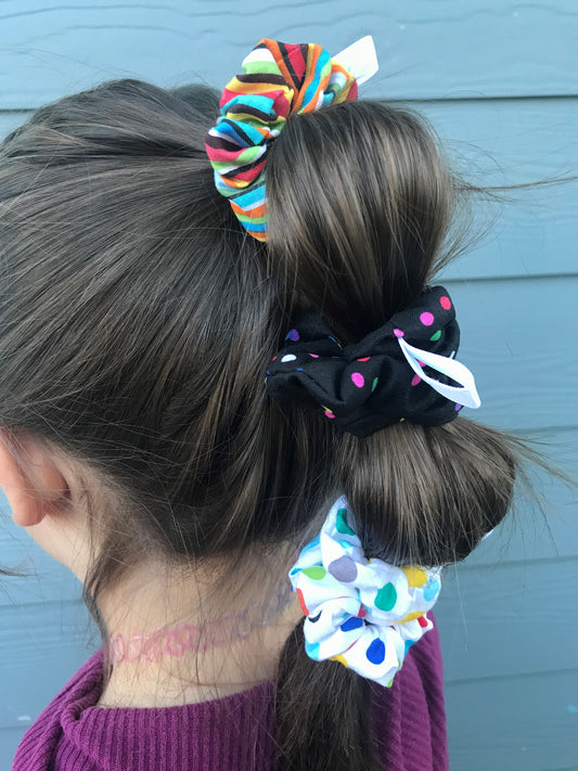 Primary Dots & Stripes Scrunchies